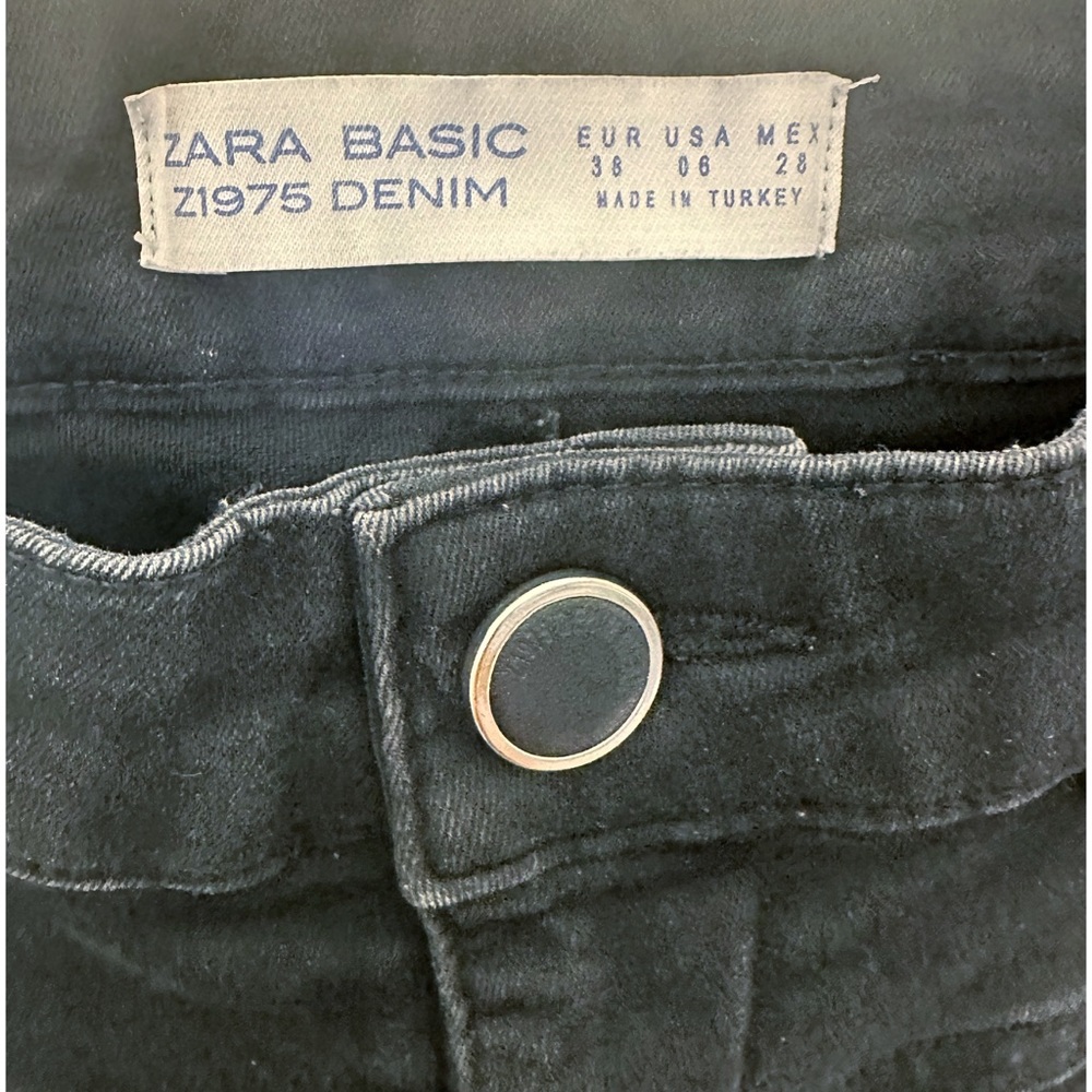 Zara Basic Z1975 🌟Moto Skinny Ankle Jeans Women's 6 Mid Rise Stretch Denim Black - Picture 2 of 11